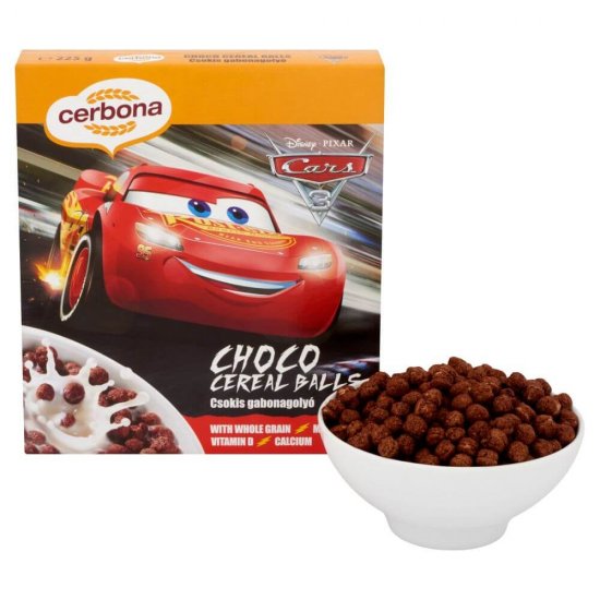 Cereale Cerbona Choco Balls Disney Cars, 225 g, Cereale Bilute de Ciocolata Cerbona, Cereale pentru Copii, Cereale Disney Cars, Cereale cu Ciocolata, Cereale de Ciocolata, Cereale Rotunde cu Ciocolata, Cereale Bilute cu Ciocolata Cerbona