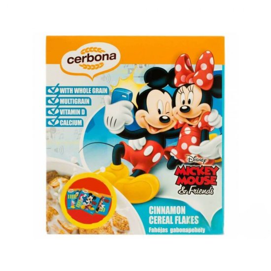 Cereale Cerbona Cinnamon Flakes Mickey Mouse, 225 g, Cereale Fulgi cu Scortisoara Cerbona, Cereale pentru Copii, Cereale Disney Frozen, Cereale cu Scortisoara, Cereale Fulgi Scortisoara, Cereale 225 g, Cereale Copii, Cereale Mic Dejun