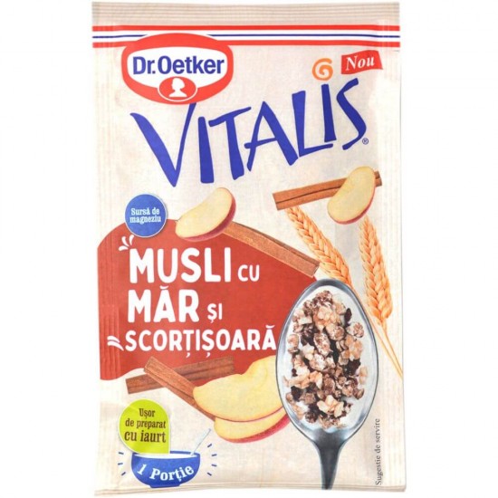 Musli Mar si Scortisoara Dr. Oetker Vitalis, 36 g, Musli Mar si Scortisoara Vitalis, Plic Vitalis Musli Mar si Scortisoara, Plic Musli Vitalis Dr. Oetker, Plic Cereale Dr. Oetker, Plic Cereale Vitalis, Cereale cu Mar si Scortisoara, Musli Mic Dejun