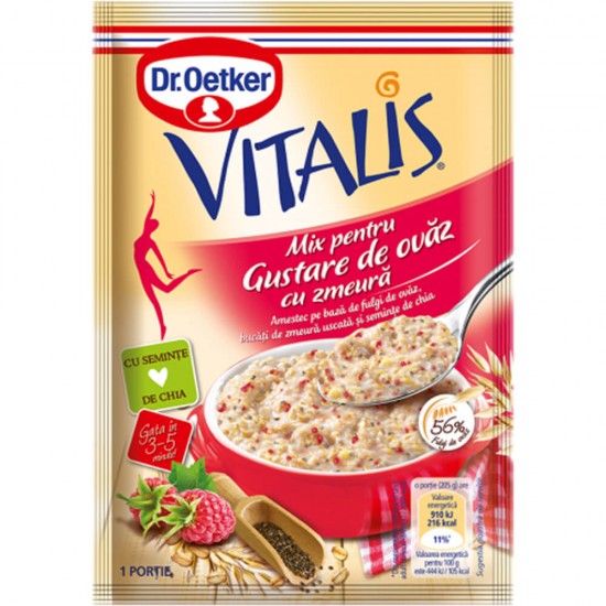 Gustare de Ovaz Vitalis cu Zmeura Dr.Oetker, 55g, Ovaz, Ovaz Instant, Mix Gustare, Ovaz Vitalis, Ovaz Dr.Oertker, Ovaz cu Zmeura, Gustare Sanatoasa, Gustare Mix, Gustare Mix Dr. Oetker