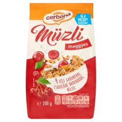 Cereale Musli cu Visine Cerbona, 200 g, Musli Cereale, Cereale Tip Musli, Cereale Muesli, Muesli Cereale, Cereale pentru Lapte, Musli pentru Lapte, Musli Mic Dejun, Mic Dejun Musli, Cereale Mic Dejun, Mic Dejun Cereale