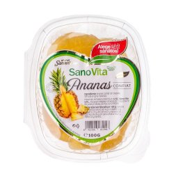 Ananas Confiat Sano Vita, 100 g, Ananas Uscat, Ananas Deshidratat, Fructe Confiate, Ananas Fruct Confiat, Ananas Sano Vita, Fructe Confiate Sano Vita, Fructe Confiate Desert, Fructe Confiate Prajituri, Ananas Confiat Prajituri