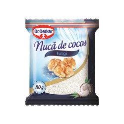 Fulgi de Nuca de Cocos DR. OETKER, 80 g, Fulgi de Cocos, Fulgi de Cocos pentru Prajituri, Fulgi de Cocos pentru Deserturi, Fulgi din Nuca de Cocos pentru Dulciuri, Fulgi de Cocos pentru Desert, Fulgi de Cocos pentru Decor