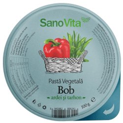 Pasta Vegetala din Bob cu Ardei si Tarhon Sano Vita, 100g, Pate Tartinabil, Pate Vegetal, Pate Vegetal Tartinabil, Pate Sano Vita, Pateu Tartinabil Sano Vita, Pateu Vegetal din Bob, Pasta Vegetala, Pasta Vegetala din Bob, Pasta Vegetala Sano Vita