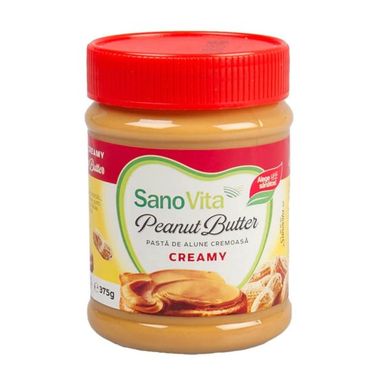 Unt de Alune Cremos Sano Vita, 375g, Gustare Tartinabila, Unt Cremos Dulce, Borcan de Unt de Alune, Unt Cremos Sano Vita