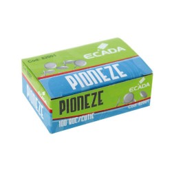 Pioneze Nichelate Ecada, 11 mm, 100 Buc/Cutie, 10 Cutii/Set, Culoare Argintie, Pioneza Nichelata cu Cap Plat Rotund, Pioneze cu Diametrul Capului de 11 mm, Piuneze Nichelate, Piuneza Nichelata, Set 10 Cutii cu 100 Pioneze, Pioneze Metalice