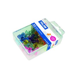 Pioneze Milan pentru Panou Pluta, 30 Buc/Cutie, 10 Cutii/Set, Diferite Culori Transparente, Pioneza Cap Plastic Transparet, Piuneza Colorata Transparenta, Piuneze Panouri Pluta, Pioneze pentru Afisiere, Pioneza pentru Afisier, Pioneze Panou Textil