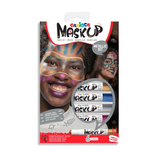 Set 6 Culori Metalizate Carioca, Machiaje Artistice, Testate Dermatologic, Culori pentru Machiaj, Carioci Pictura pe Fata, Culori Pictura Fata Non Toxice, Markere Pictura pe Fata, Culori pentru Machiaje Artisitice, Vopsele Pictura pe Fata