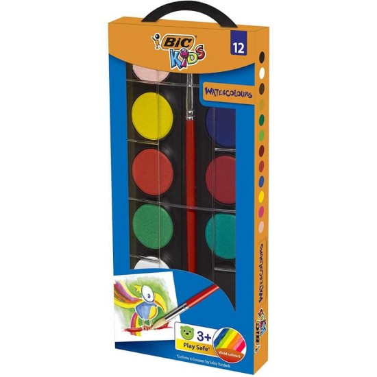 Acuarele BIC, 12 Culori, Acuarela Copii, Acuarela BIC, BIC Acuarela, Acuarela Copii, Acuarele Copii, Acuarela cu Pensula, Acuarela Multicolor, Acuarela BIC Multicolor, Acuarela Pictura, Rechizite, Arta si Creatie, Rechizite Scolare