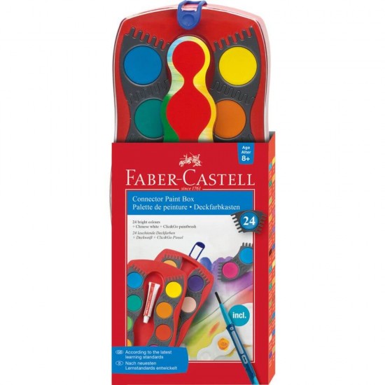 Acuarele cu Pensula Faber-Castell Connector, 24 Culori, Culori Pictura, Faber Castell Acuarele, Acuarele Scoala, Culori pentru Pictat, Acuarele Pictura, Paleta de Acuarele, Set Culori Acuarele, Acuarele Scoala, Materiale de Pictura, Accesorii Pictura