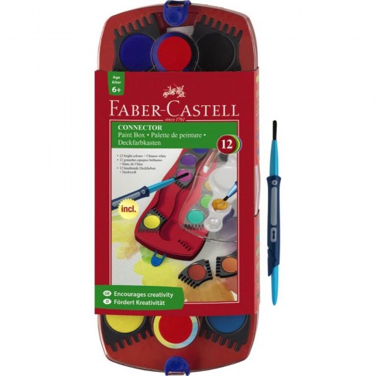 Acuarele cu Pensula Faber-Castell Connector, 12 Culori, Culori Pictura, Faber Castell Acuarele, Acuarele Scoala, Culori pentru Pictat, Acuarele Pictura, Paleta de Acuarele, Set Culori Acuarele, Acuarele Scoala, Materiale de Pictura, Accesorii Pictura