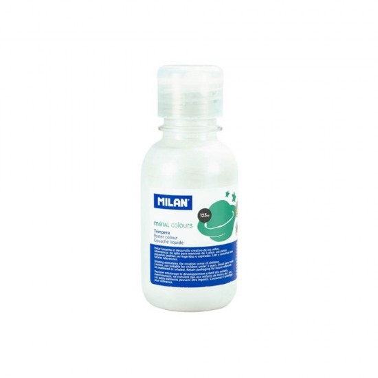 Vopsea Tempera MILAN, 125 ml, Alb Metalizat, Tempera Lichida, Tempera 125 ml, Culori Metalizate Tempera 125 ml, Vopsea Tempera, Vopsele Tempera, Acuarele Tempera, Culori Tempera, Vopsea Pictura, Tempera Acuarele, Culoare Tempera, Culori pentru Pictura