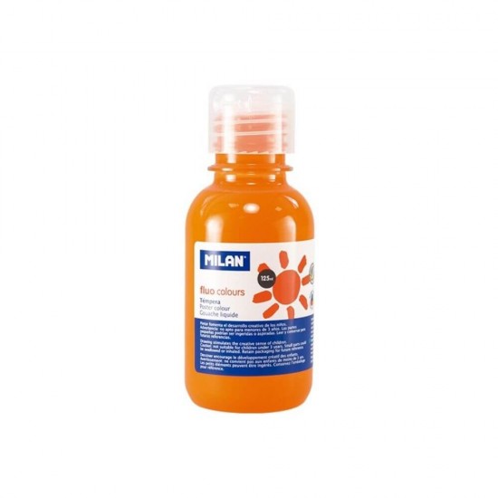 Vopsea Tempera MILAN, 125 ml, Portocaliu Fluorescent, Tempera Lichida, Tempera 125 ml, Culori Tempera 125 ml, Vopsea Tempera, Vopsele Tempera, Acuarele Tempera, Culori Tempera, Vopsea Pictura, Tempera Acuarele, Culoare Tempera, Culori pentru Pictura