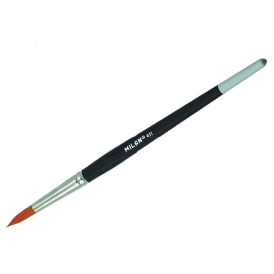 Pensula MILAN Seria 611, Varf Rotund cu Par Sintetic, Maner Scurt, Numarul 00, Pensula Pictura, Pensule Pictura, Pensule Milan, Pensule Pictura Milan, Pensule Par Sintetic, Pensula Milan 611, Pictura, Pensule Pictura Acrilice, Pensule Varf Rotund