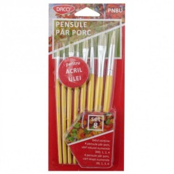 Pensule DACO, 8 Buc/Set, Varf Drept/Rotund cu Par de Porc, Pensule Pictura, Pensule Daco, Pensule Pictura Daco, Pensule Par de Porc, Pensula din Par de Porc, Pensule Ulei