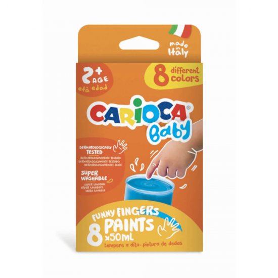 Set Acuarele Finger Carioca, 8 Tuburi, 50 ml/Tub, Set Culori Acuarele, Acuarele Carioca, Acuarele pentru Scoala, Acuarele Copii, Acuarele Tempera, Culori Tempera, Acuarele Pictura, Acuarele Tub, Acuarele la Tub, Set de Acuarele
