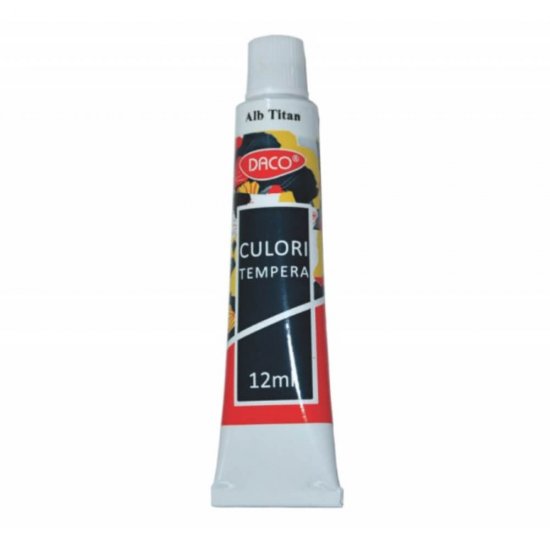 Tempera Daco, Alb, Tub, 12 ml, Culoare Tempera, Culori Tempera, Tempera Tub, Vopsea Tempera, Vopsele Tempera, Tempera Pictura, Tempera pentru Pictura, Culoare Tempera Alba, Tempera Desen, Tempera pentru Desen, Acuarele Tempera