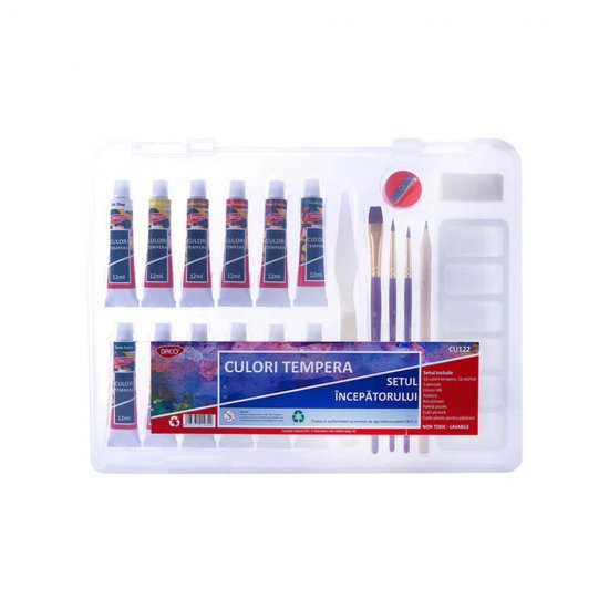 Setul Incepatorului Tempera Daco, Non-Toxic, Culori Lavabile, Culori Tempera, Tempera Tub, Vopsea Tempera, Vopsele Tempera, Tempera Pictura, Tempera pentru Pictura, Culoare Tempera Alba, Tempera Desen, Tempera pentru Desen, Acuarele Tempera