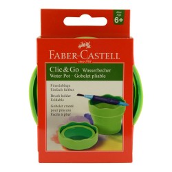 Recipient Apa Faber-Castell Click-Go, 9.7x3.8x13.2 cm, Vernil, Faber-Castell Recipiente Apa Click-Go, Faber Castell Recipiente Apa, Recipiente si Cutii Apa pentru Pensule Pictura, Suport Pensule, Cani pentru Desen, Borcan pentru Pensule