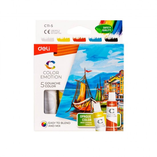 Set 5 Tuburi Tempera Deli Color Emotion, 5 Culori, 12 Ml, Acuarele Tempera, Acuarele Pictura, Acuarele La Tub, Acuarela Tempera, Culori Tempera, Tub Culori Tempera, Tuburi Tempera, Tuburi Acuarele, Tub Acuarela, Acuarele 5 Culori, Acuarele Deli