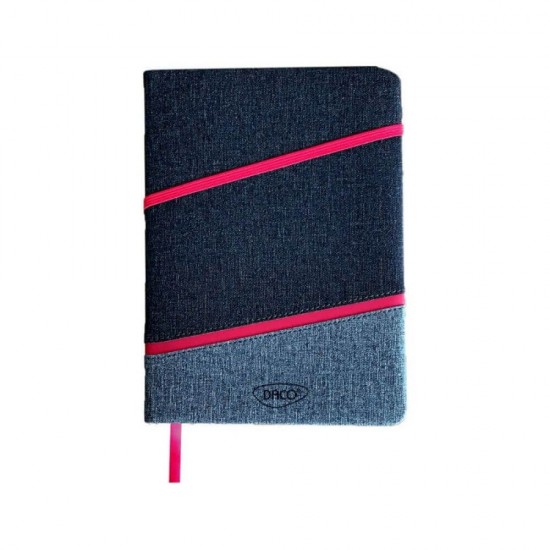 Agenda Dictando Nedatata DACO, 160 File, 14.2x21 cm, Format A5, 70 g/m², Imitatie de Piele/Textil, Negru/Gri/Rosu, Agenda Nedatata, Agende Birou cu 160 de Foi, Agenda A5 cu 160 File, Agende de Birou cu 160 File, Agenda Simpla de Birou