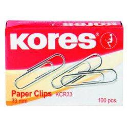 Set 100 Agrafe din Metal Kores, 33 mm, Agrafe de Birou, Agrafe Metalice, Clipsuri Metalice, Clipsuri pentru Hartie, Agrafe de Birou, Clipsuri de Birou, Agrafe Metalice pentru Hartie, Agrafe Metalice pentru Birou, Clipsuri pentru Documente