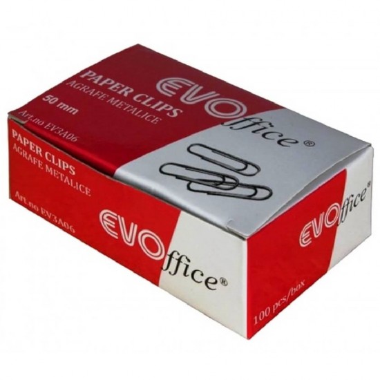 Agrafe Metalice EVOffice 50 mm, 100 Buc/Bax - Clipsuri Hartie