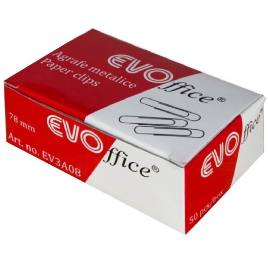Agrafe Metalice Ondulate EVOffice 78mm, 50 Buc/Bax - Clipsuri Hartie 