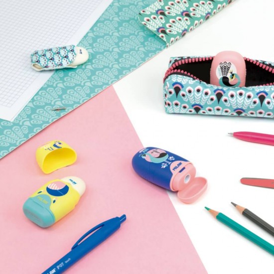 Set 16 Ascutitori Peakcock Milan, cu Radiera, Diverse Modele