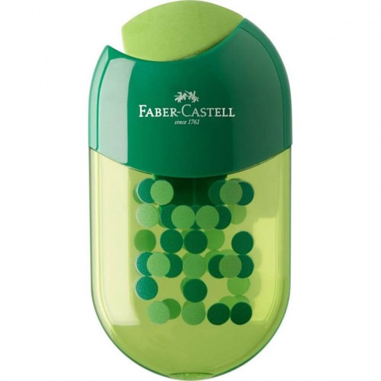 Ascutitoare cu Radiera Faber-Castell Two Tone, Verde, Ascutitoare Faber Castell Two Tone, Radiera Faber Castell Two Tone, Ascutitori Faber Castell, Radiere Faber Castell, Ascutitoare Colorata, Ascutitori Colorate, Ascutitoare Verde Faber Castell