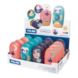 Set 16 Ascutitori Cuddle Milan, cu Radiera, Diverse Culori