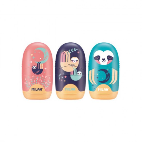 Set 16 Ascutitori Cuddle Milan, cu Radiera, Diverse Culori