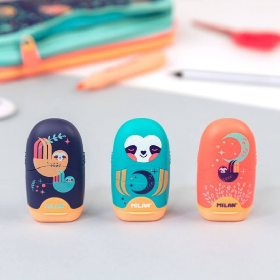 Set 16 Ascutitori Cuddle Milan, cu Radiera, Diverse Culori