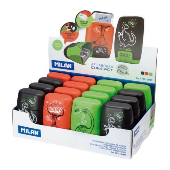 Set 16 Ascutitori Milion Years Ago Milan, cu Radiera, Diverse Culori