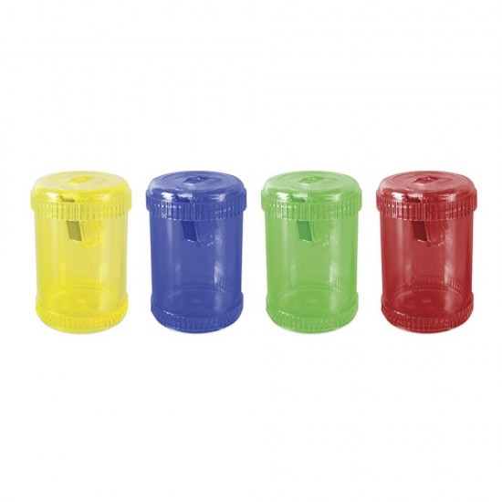 Ascutitoare din Plastic Simpla cu Container Rotund DONAU, 28x59x38 mm, 20 Buc/ Set, Diverse Culori, Ascutitori Simple, Accesorii Birou, Rechizite Scolare