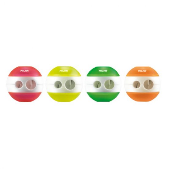 Ascutitoare Milan Fluo Dubla Mecanica cu Container, Plastic, Accesorii Scoala, Rechizite Scolare, Rechizite Scolare Milan, Ascutitoare Dubla Ieftina, Ascutitoare Dubla Scoala, Ascutitoare pentru Creioane, Ascutitoare Dubla Creioane