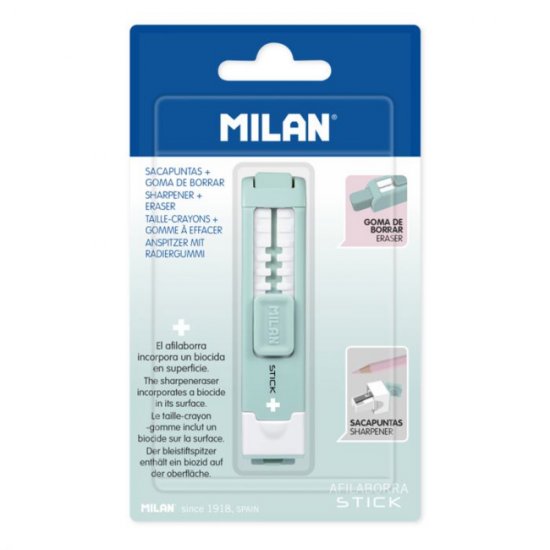 Ascutitoare Mecanica cu Radiera Stick Milan, Verde, Radiera din Cauciuc Sintetic, Accesorii Scoala, Rechizite Scolare, Rechizite Scolare Milan, Ascutitoare Simpla Ieftina, Ascutitoare cu Radiera Scoala, Ascutitoare pentru Creioane