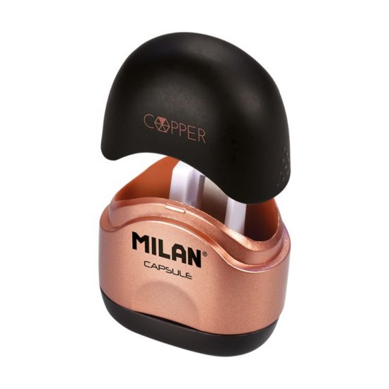 Ascutitoare Milan Copper Simpla Mecenica cu Container, Plastic, Accesorii Scoala, Rechizite Scolare, Rechizite Scolare Milan, Ascutitoare Simpla Ieftina, Ascutitoare Simpla Scoala, Ascutitoare pentru Creioane, Ascutitoare Simpla Creioane