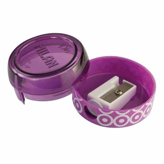 Ascutitoare Milan Spin Simpla Mecenica cu Container, Mov, Plastic, Accesorii Scoala, Rechizite Scolare, Rechizite Scolare Milan, Ascutitoare Simpla Ieftina, Ascutitoare Simpla Scoala, Ascutitoare pentru Creioane, Ascutitoare Simpla Creioane