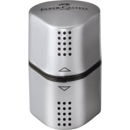 Ascutitoare Tripla cu Container Faber-Castell Grip 2001, Gri, Ascutitori, Faber-Castell Ascutitori, Faber-Castell Grip 2001 Ascutitoare Creioane, Ascutitori Plastic pentru Scoala, Ascutitori Scoala, Ascutitori Creioane, Ascutitoare de Birou