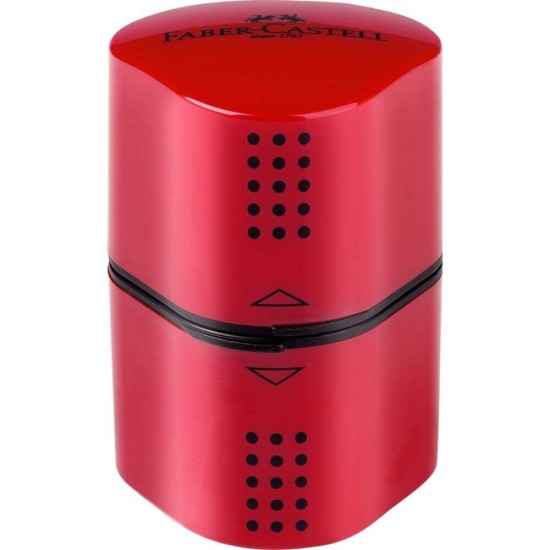 Ascutitoare Tripla cu Container Faber-Castell Grip 2001, Rosie, Ascutitori, Faber-Castell Ascutitori, Faber-Castell Grip 2001 Ascutitoare Creioane, Ascutitori Plastic pentru Scoala, Ascutitori Scoala, Ascutitori Creioane, Ascutitoare de Birou