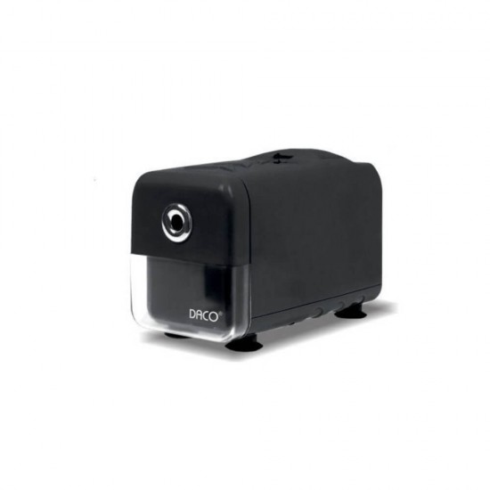 Ascutitoare Electrica Daco, 220V, cu Container, Plastic, Neagra, Creioane de 8 mm, Ascutitoare Electrica cu Container, Ascutitori Electrice, Ascutitoare Scolara Electrica, Ascutitoare Electrica pentru Creioane, Ascutitoare de Creioane Electrica