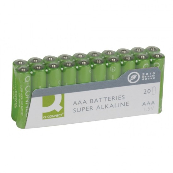 Baterii Alcaline Q-CONNECT R3, Tip AAA, 1.5V, 20 Buc/Set, Baterii AAA, Baterii de Unica Folosinta, Baterii fara Mercur