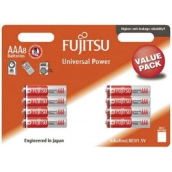 Set 8 Baterii FUJITSU R3 Alkaline, AAA, 1.5V, Baterii AAA, Baterii FUJITSU R3, Set de Baterii AAA, Baterii FUJITSU 1.5 V Tip AAA, Baterii pentru Jucarii, Baterii pentru Ceas, Baterii Rezistente, Set Baterii FUJITSU
