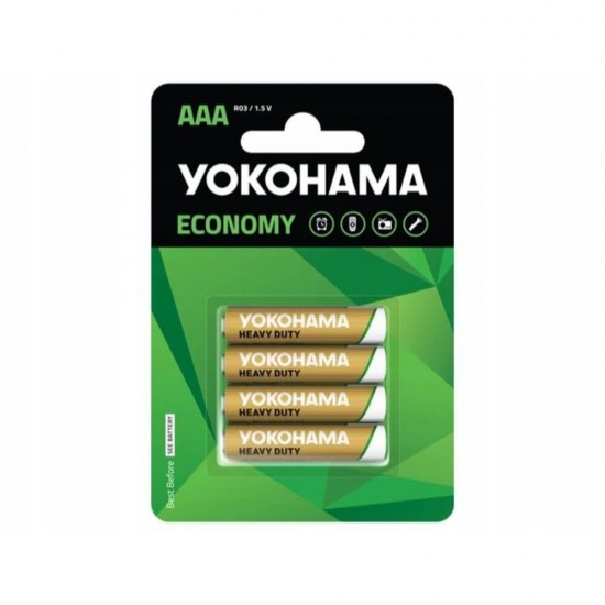 Set 4 Baterii Yokohama R03, AAA, Heavy Duty, Ambalate in Blister, Baterii Yokohama AAA, Baterii AAA, Set Baterii AAA, Set Baterii R03, Baterii 1.5 V, Baterii Tip AAA, Baterii pentru Jucarii, Baterii pentru Ceas, Baterii Rezistente, Baterie AAA