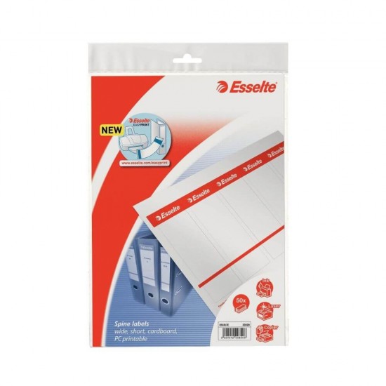 Etichete Biblioraft Esselte, Printabile, 75 mm Latime, 50 Etichete/Set, Etichete Esselte, Etichete Printabile pentru Biblioraft Esselte, Coala cu Etichete Printabile Biblioraft Esselte, Etichete 75 mm Latime, Etichete Latime 75 mm