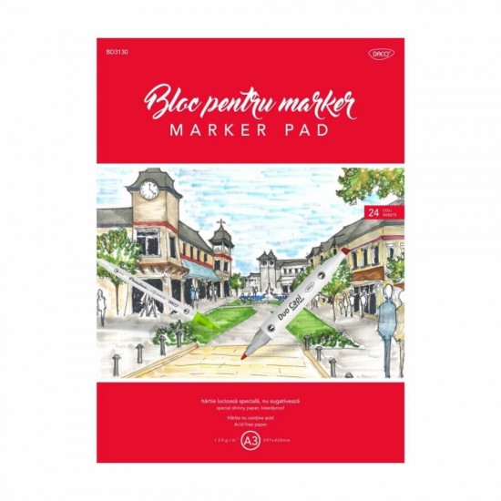 Bloc Hartie pentru Marker A3 Daco, 24 File, 130 g/m², Bloc de Desen pentru Markere, Bloc 24 Coli pentru Markere, Blocuri de Desen Speciale pentru Marker, Bloc Hartie Lucioasa pentru Marker, Blocuri Hartii Lucioase pentru Markere, Bloc Markere Grafice Bloc Hartie pentru Marker A3 Daco, 24 File, 130 g/m², Bloc de Desen pentru Markere, Bloc 24 Coli pentru Markere, Blocuri de Desen Speciale pentru Marker, Bloc Hartie Lucioasa pentru Marker, Blocuri Hartii Lucioase pentru Markere, Bloc Markere Grafice