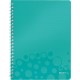 Caiet de Birou Spiralat A4 Dictando (DR) Leitz Wow , Coperta PP Turcoaz Metalizat, 80 File, Caiet Cu Linii Spiralat, Caiet Coperta Tare Spiralat, Caiet Dictando Colorat, Caiet pentru Scoala, Caiete de Birou cu Spirala