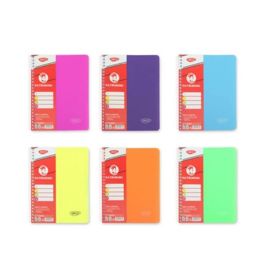 Caiet A5 Universal DACO, 120 File, Spirala, 70 g/m², Coperta Plastic, Caiete A5 Matematica, Caiet Matematica, Caiete Matematica, Caiete Mici, Caiete Matematica A5, Set Caiete Matematica, Caiet Romana Mic, Caiet Universal, Caiete Universale
