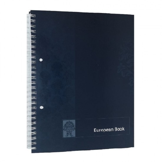 Caiet European Book A4 de Matematica cu Dublu Spira Metalica, 80 File, Coperta Policromie Albastra, Caiet Spiralat Matematica, Caiete Tip Agenda